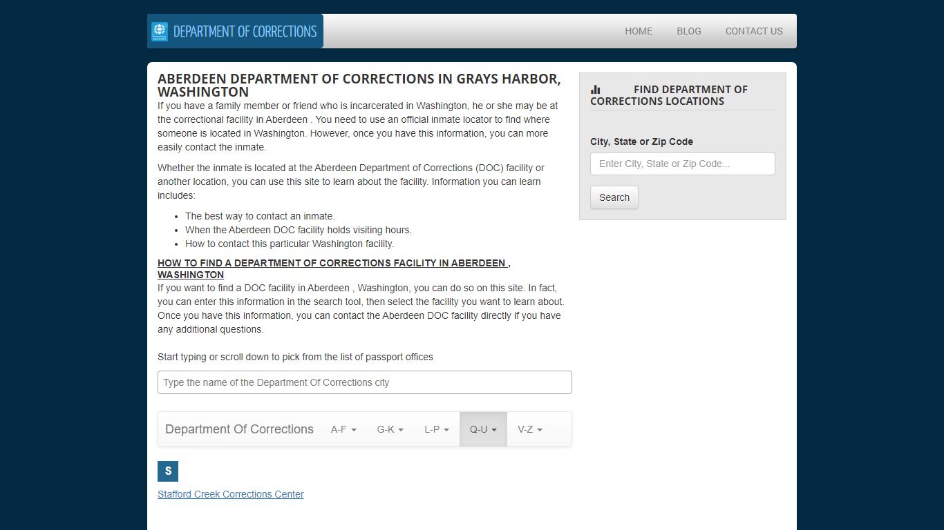 Aberdeen Department of Corrections - Department Of Corrections